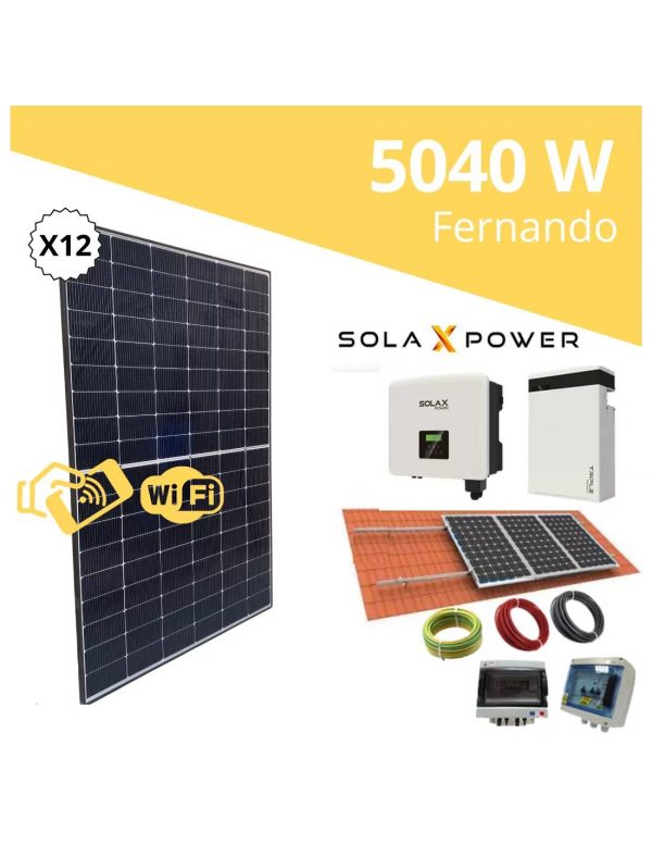 Kit solaire 5040W Autoconsommation 12 panneaux solaires JOLYWOOD + onduleur HYPONTECH HPS 5000W All inclusive
